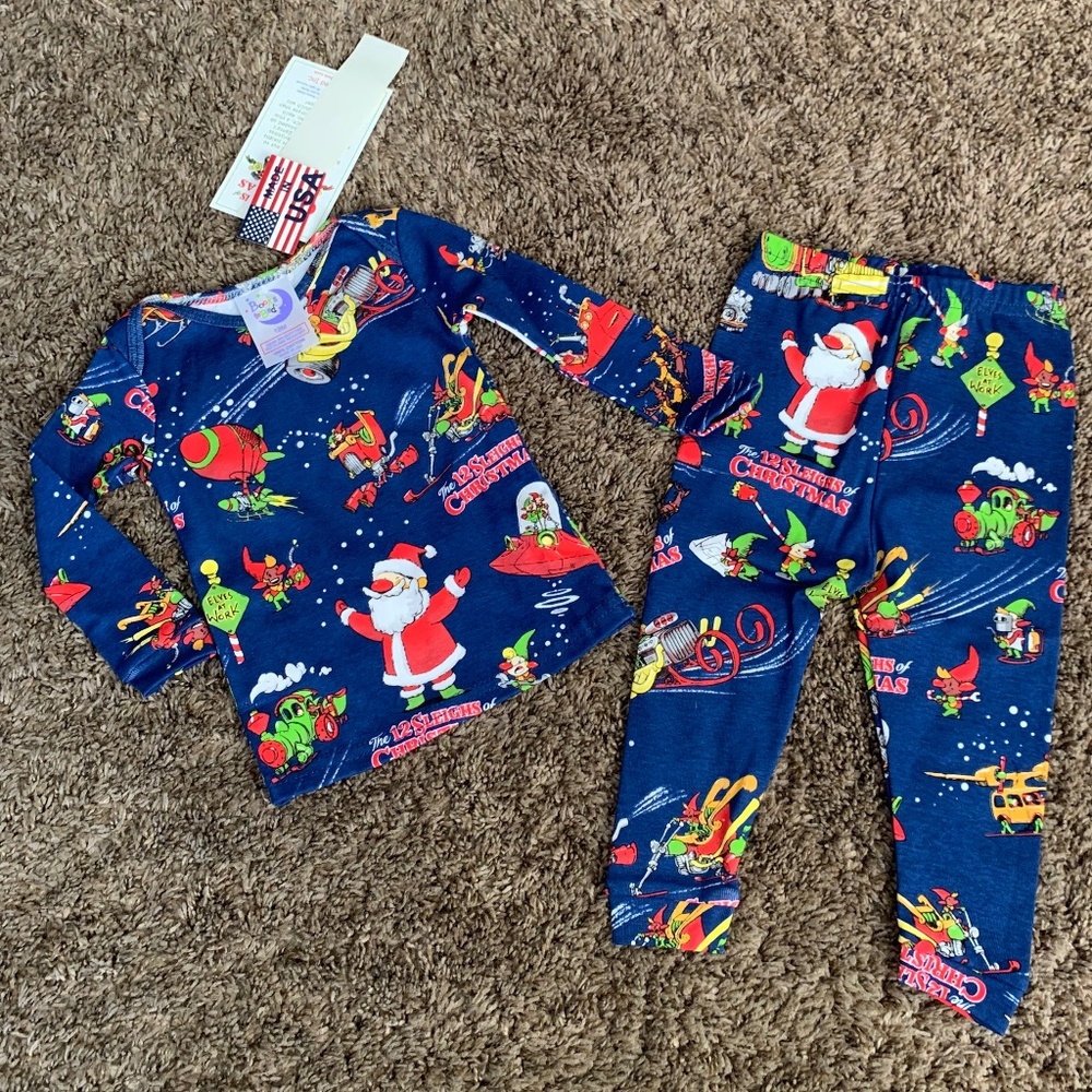Books to Bed 12 Sleighs of Christmas Pajamas Set 12m Long sleeve 2 pc. Pjs New